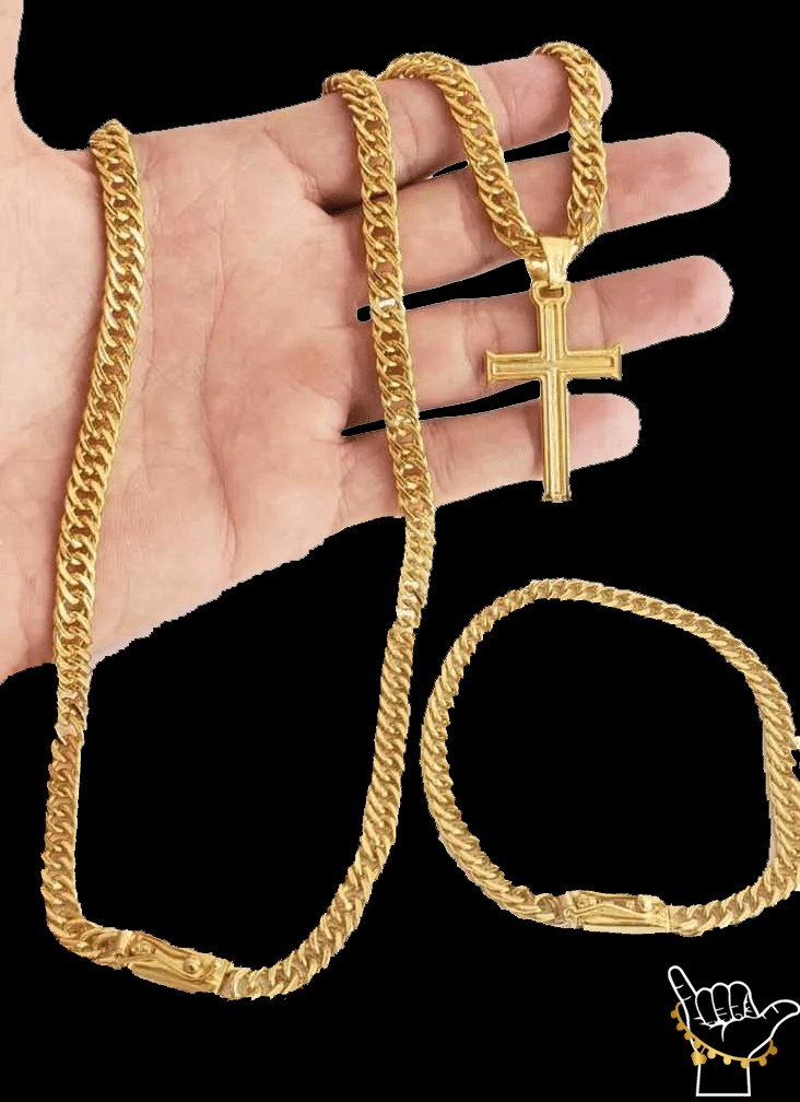 Kit Cordão Baiano E Pulseira Banhados Ouro 18k Premium