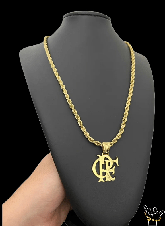 Cordão Pingente Jogo Dominó folheado Ouro 18k. C1p1050