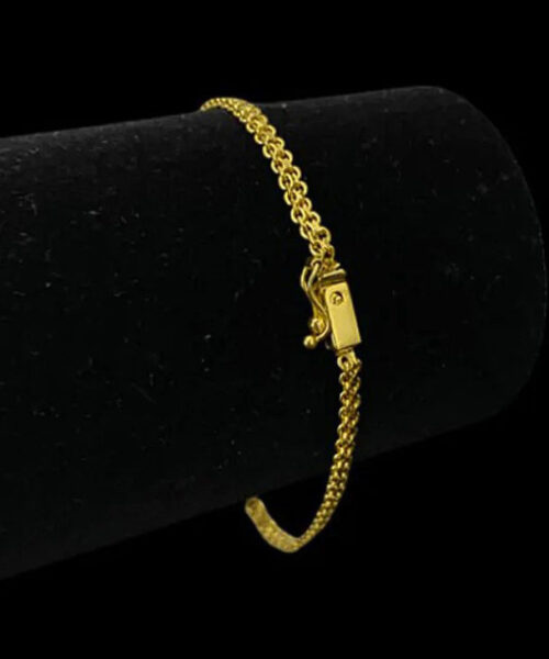 Pulseira Cadeado Duplo 3mm - Banhado a Ouro 18k