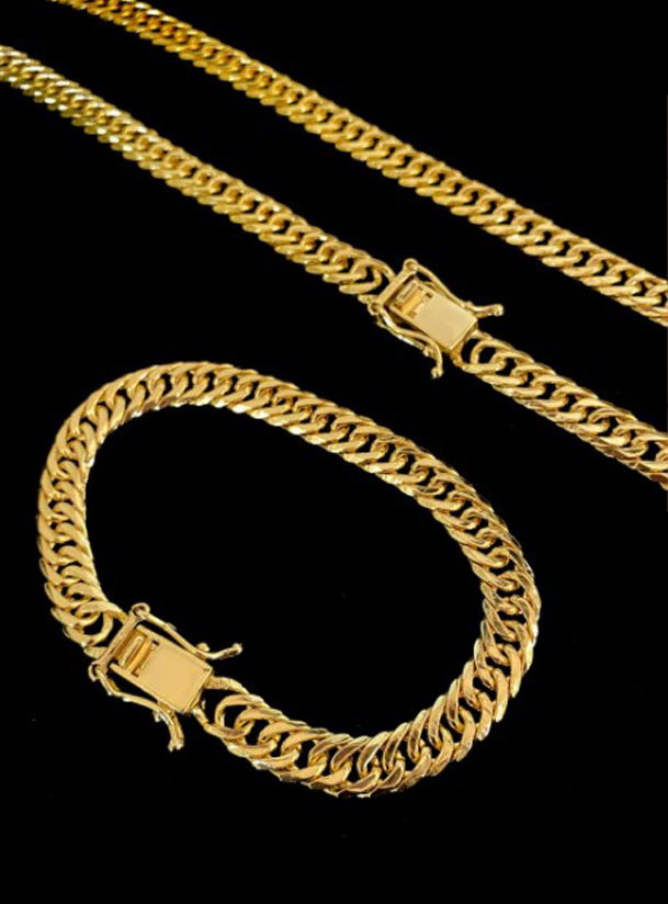 15146471580 Corrente20Com20Pulseira20Lacraia209Mm20Fecho20Duplo20Banhados20A20Ouro2018K2050