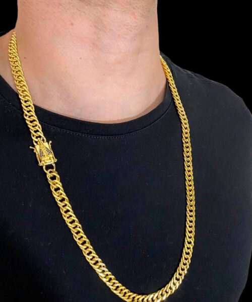 Cordão Grumet 10mm Fecho Santa - Banhado a Ouro 18k