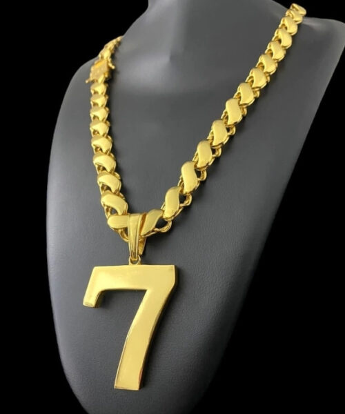 Cordão Friso s 13mm + Pingente 7 - Banhado a Ouro 18k