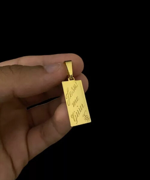 Pingente Jesus Me Guia Placa p - Banhado a Ouro 18k
