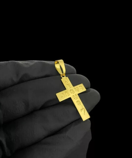 Pingente Jesus Cruz Coração - Banhado a Ouro 18k