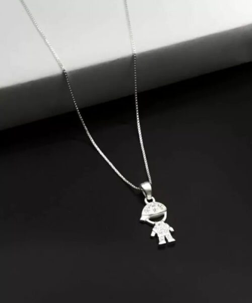 Cordão Feminino Menino Cravejado - 100% Prata 950