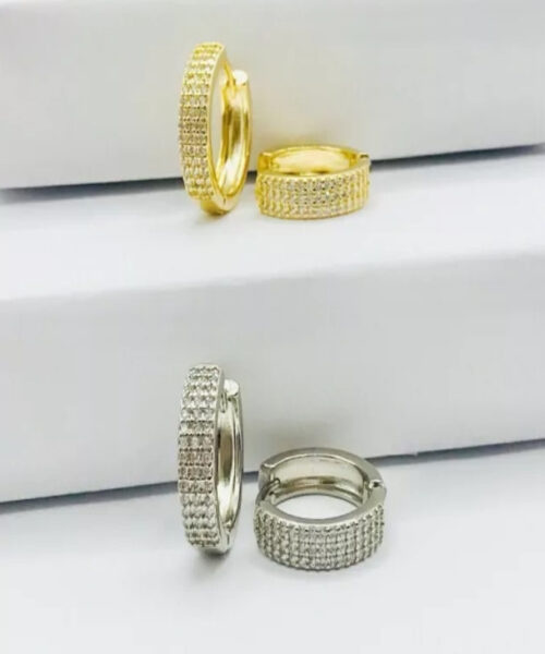 Par de Brincos Argola Cravejado - Banhado a Ouro/ Prata 925