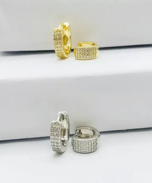 Par de Brincos Argola Cravejado - Banhado a Ouro/ Prata 925