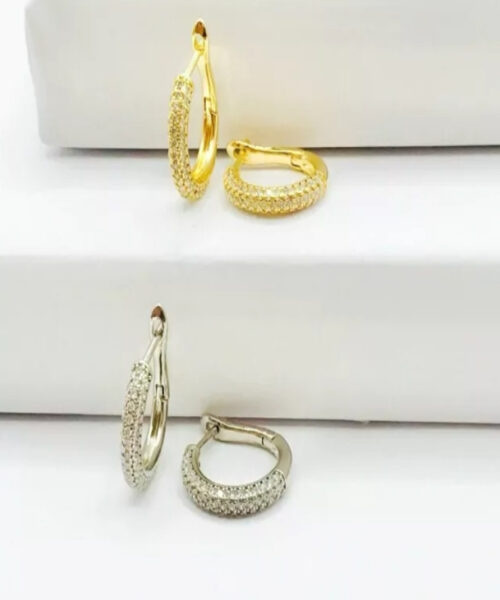 par de Brincos Argola Cravejado - Banhado a Ouro/ Prata 925