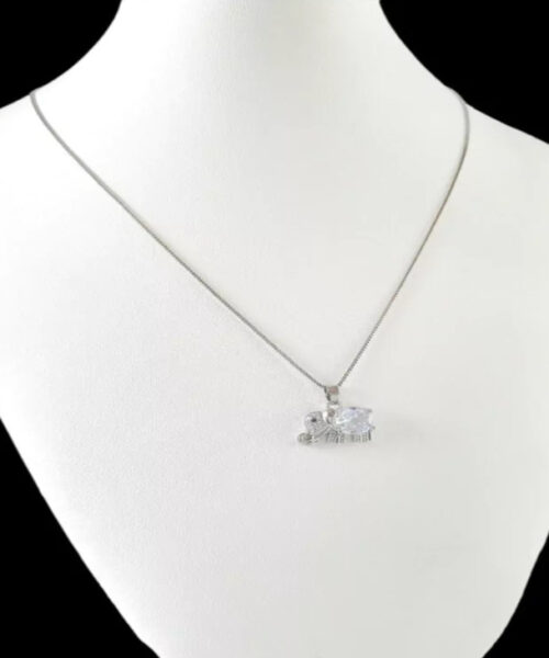 Cordão Feminino 1mm Elefantinho - Banhado a Prata 925