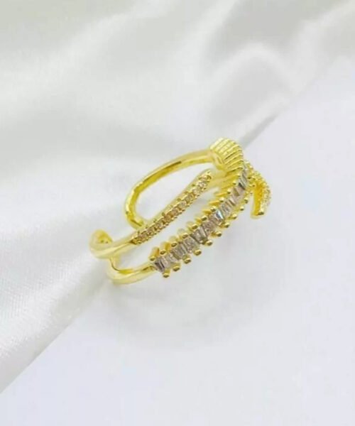 Anel Ajustável Brilhante Feminino - Banhado a Ouro 18k