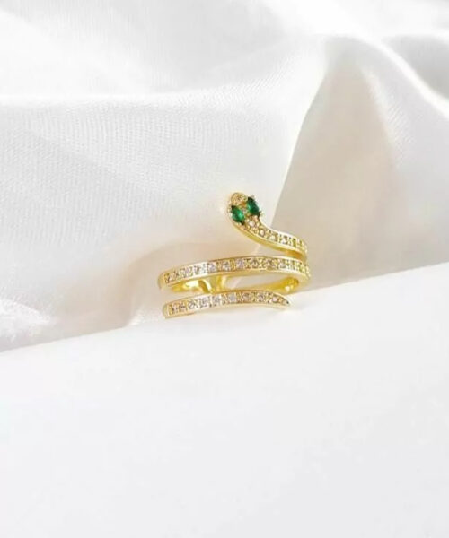 Anel Ajustável Cobra Feminino - Banhado a Ouro 18k