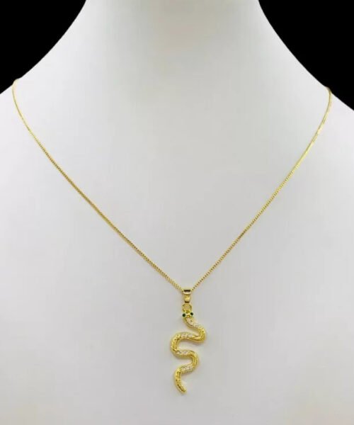 Cordão Feminino 1mm Serpente (cobra) - Banhado a Ouro 18k