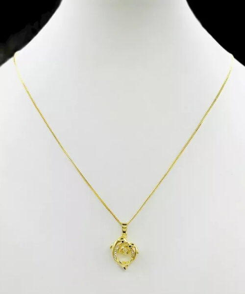 Cordão Feminino 1mm Golfinhos - Banhado a Ouro 18k