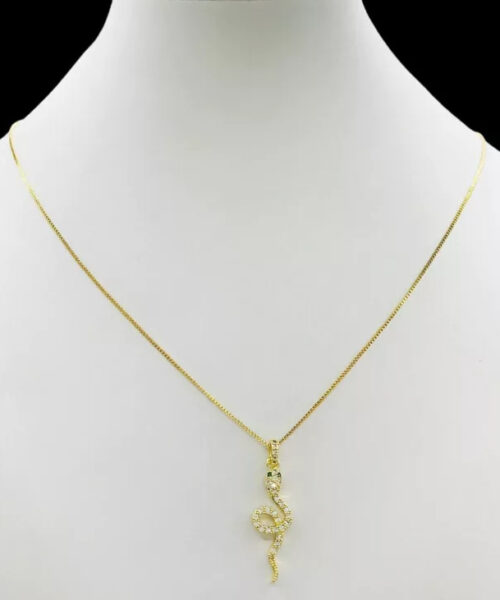 Cordão Feminino 1mm Cobra Serpente - Banhado a Ouro 18k