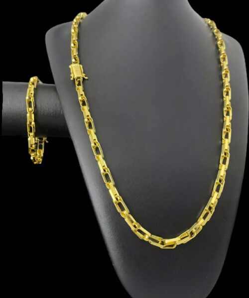 Cordão Tijolinho Trançado 6mm Banhado A Ouro 18k