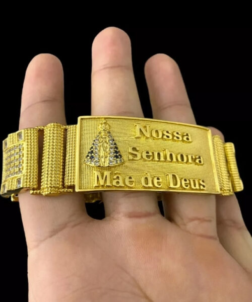 Bracelete Nossa Senhora Mãe De Deus 18mm - Banhado A Ouro 18k