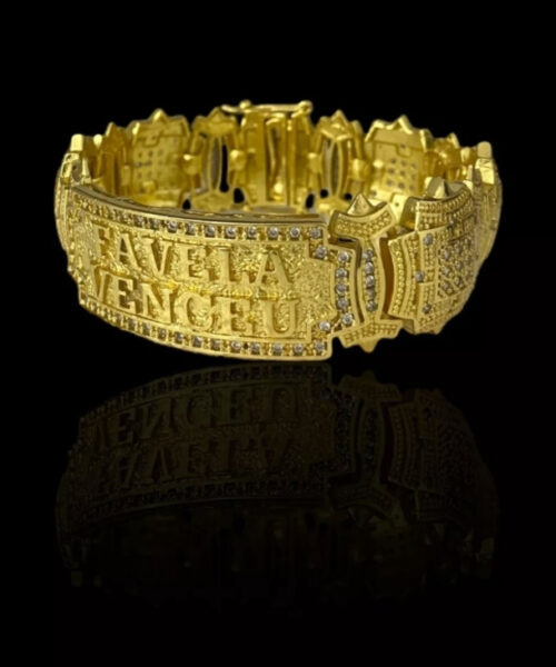 Bracelete 18mm Favela Venceu - Banhado Ouro 18k