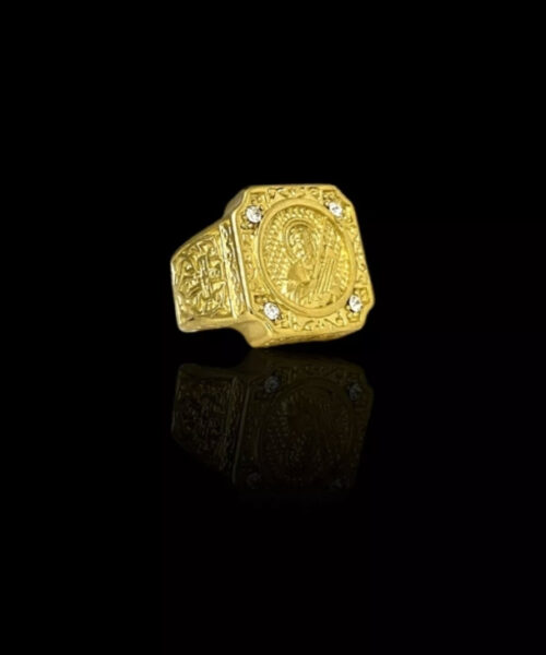 Anel Jesus Cristo Crucifixo Lateral - Banhado A Ouro 18k