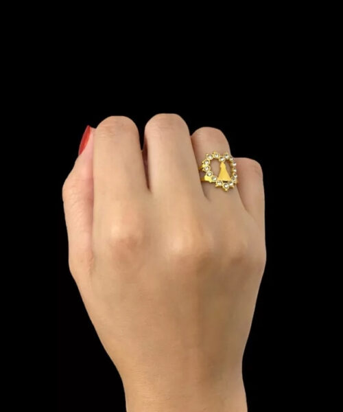 Anel Feminino Nossa Senhora Coração - Banhado a Ouro 18k