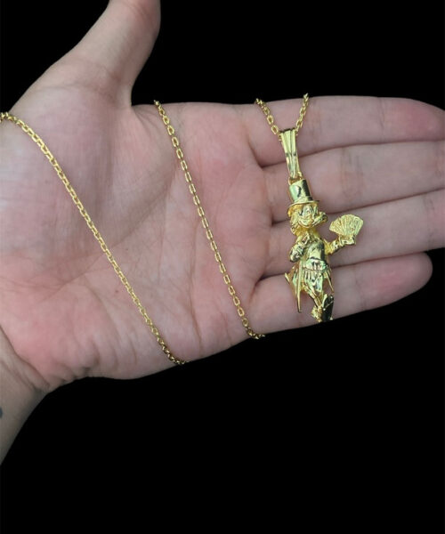 Cordão Cadeado 1mm + Pingente Tio Patinhas - Banhado A Ouro