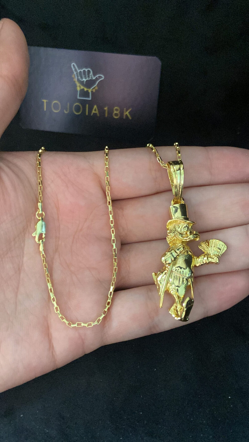 Cordão Tijolinho 1Mm + Pingente Tio Patinhas - Banhado A Ouro - Imagem 4