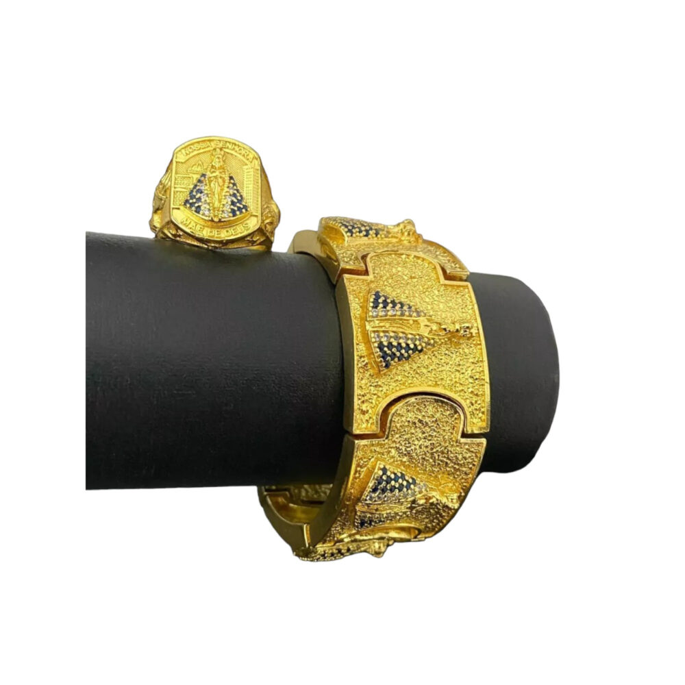 Kit Cordão + Anel + Bracelete Nossa Senhora - Banhado A Ouro - Imagem 7