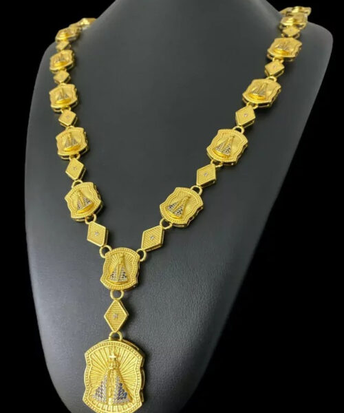 Cordão Poze Nossa Senhora + Pingente Banhado a Ouro 18k