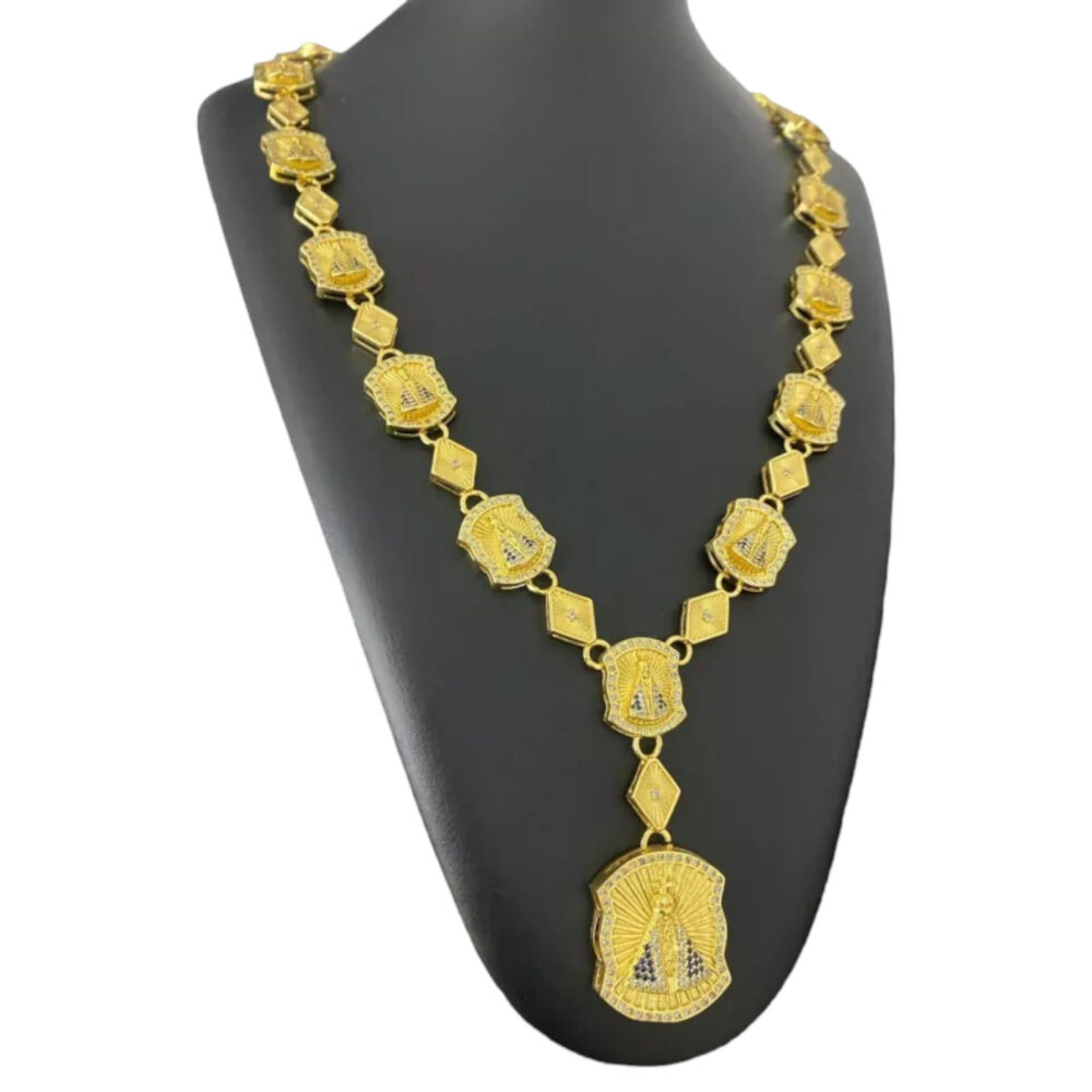 Cordão Poze Nossa Senhora + Pingente Banhado A Ouro 18K - Imagem 5