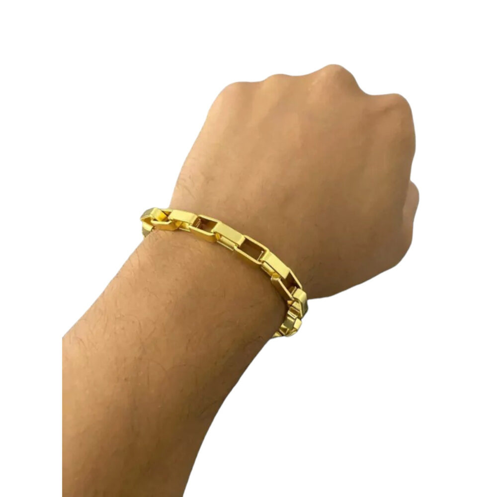Pulseira Tijolinho Curto 8Mm - Banhado A Ouro 18K - Imagem 5