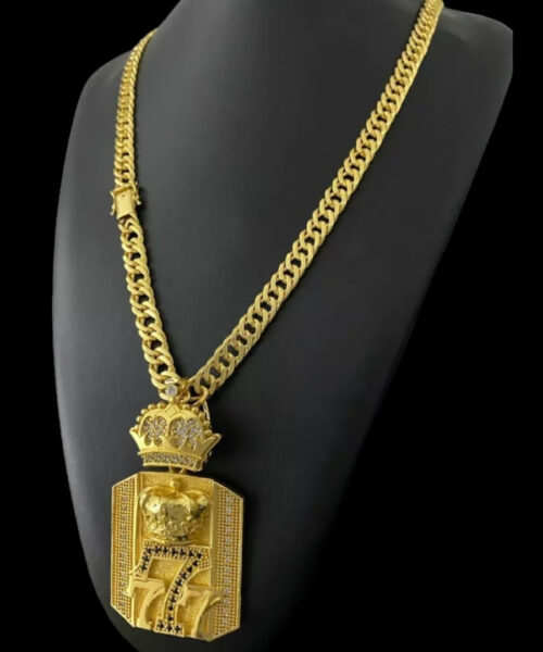 Cordão Grumet 10mm + Pingente 7 - Banhado a Ouro 18k