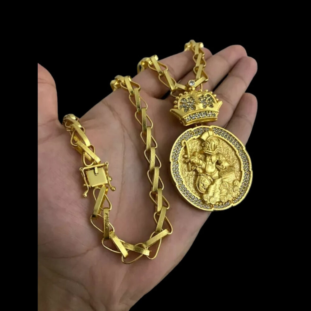 Cordão Balão 8Mm + Pingente Tio Patinhas - Banhado A Ouro