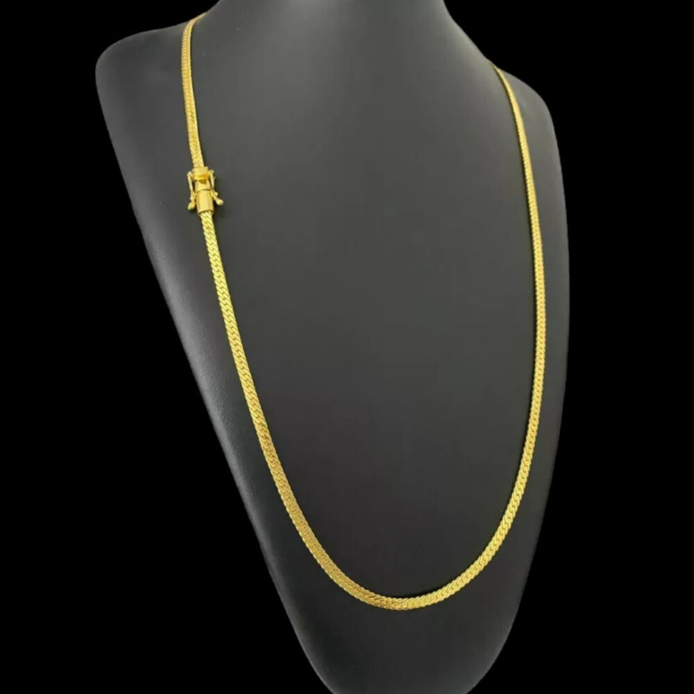 Cordão + Pulseira Grumet Laminado 4Mm - Banhado A Ouro 18K - Imagem 3