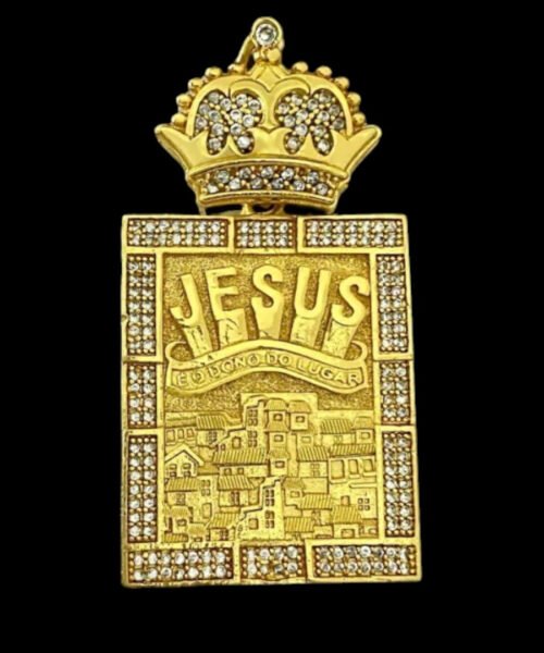 Pingente Jesus é o Dono do Lugar Favela (g) - Banhado a Ouro