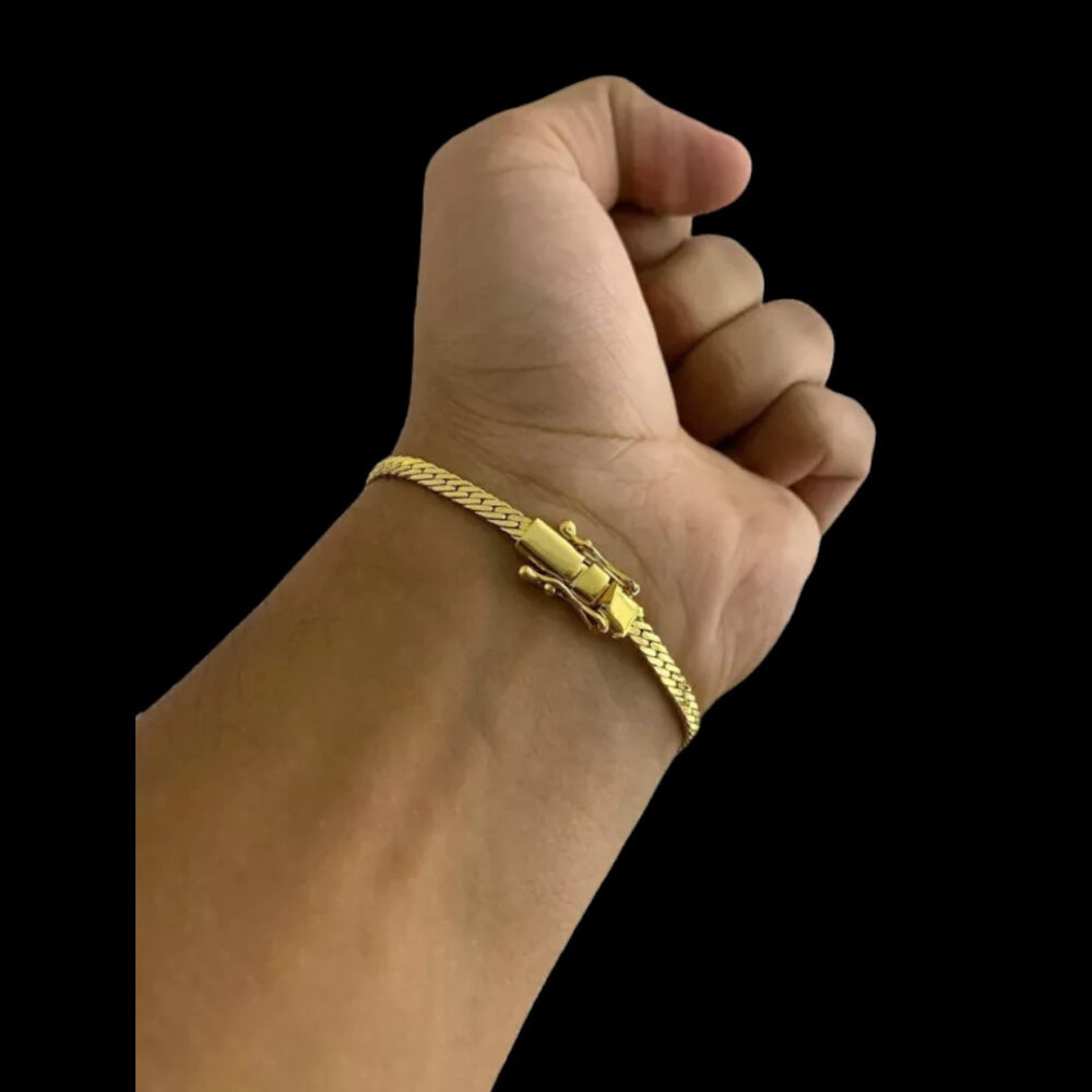 Pulseira Grumet Laminado 4Mm - Banhado A Ouro 18K - Imagem 3