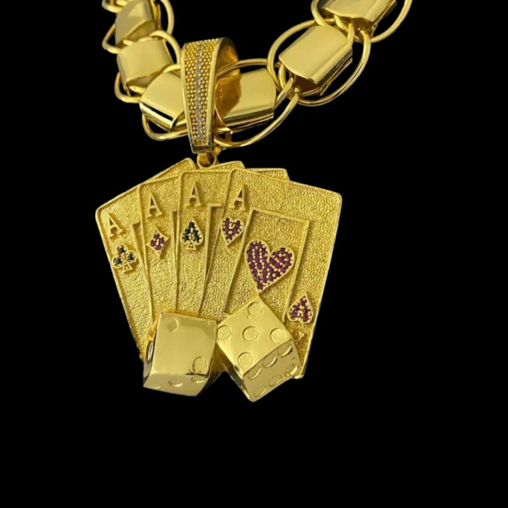 Cordão + Pulseira Dubai Supremo 22Mm Pingente Banhado A Ouro - Imagem 2