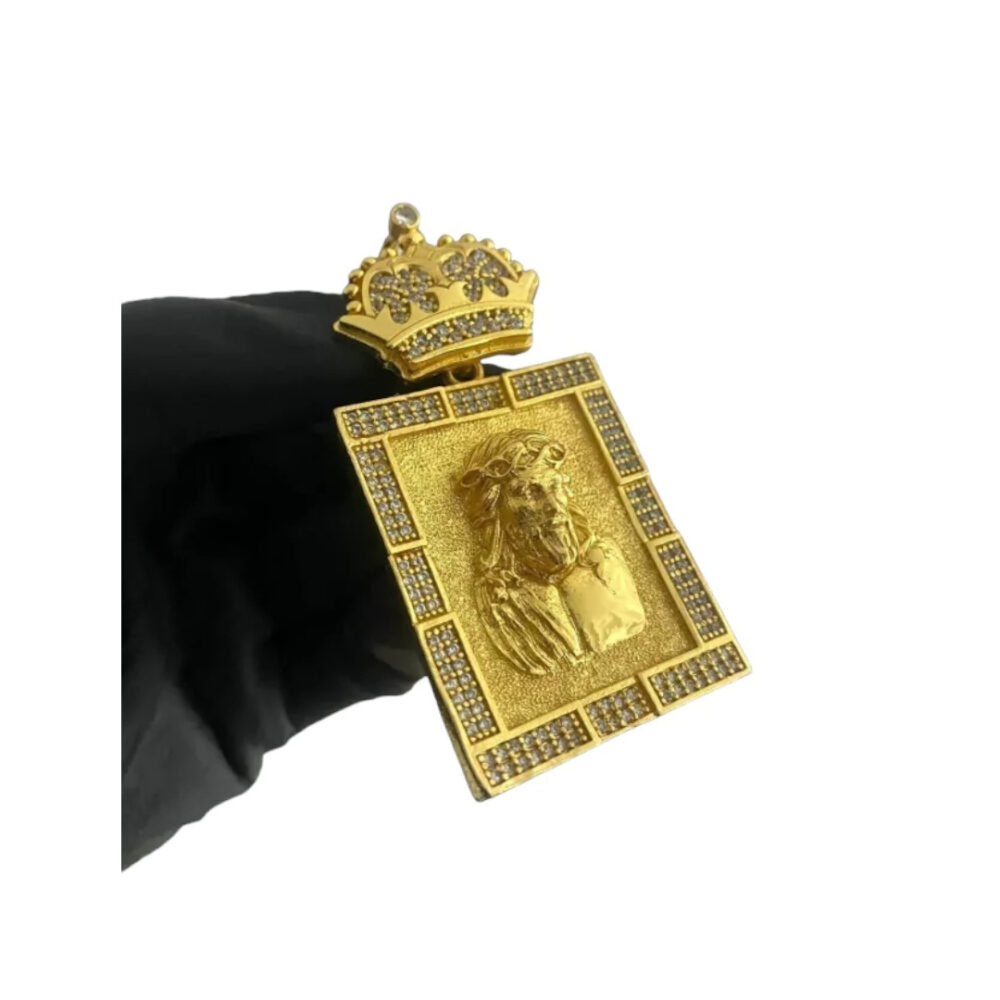 Pingente Jesus Cristo Quadrado (G) - Banhado A Ouro 18K - Imagem 5