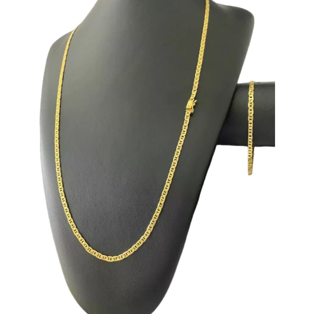 Cordão + Pulseira Piastrine 3Mm - Banhado A Ouro 18K - Imagem 5
