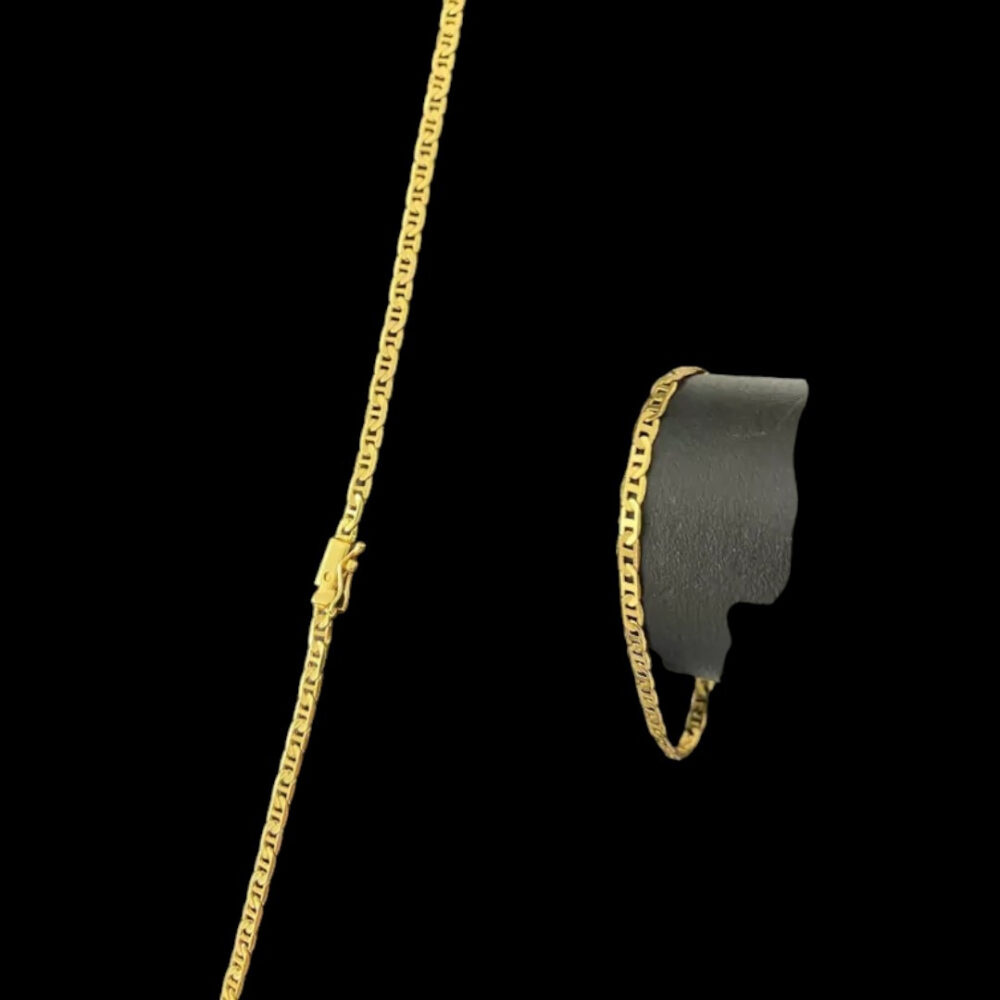 Cordão + Pulseira Piastrine 3Mm - Banhado A Ouro 18K - Imagem 4
