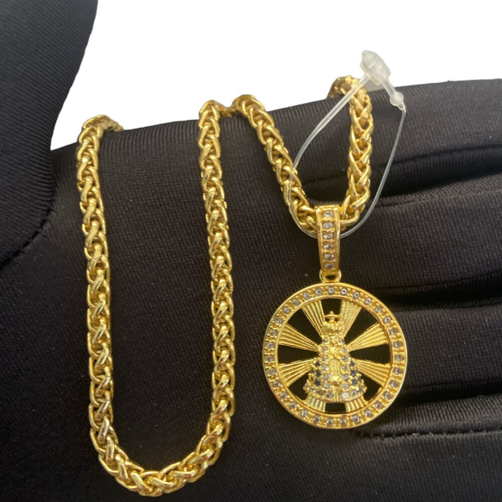 Cordão Peruano 5Mm + Pingente Nossa Senhora - Banhado A Ouro - Imagem 5