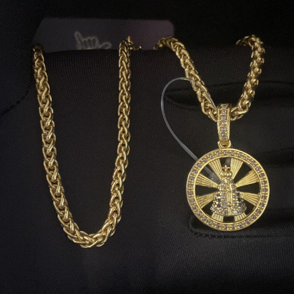 Cordão Peruano 5Mm + Pingente Nossa Senhora - Banhado A Ouro - Imagem 4