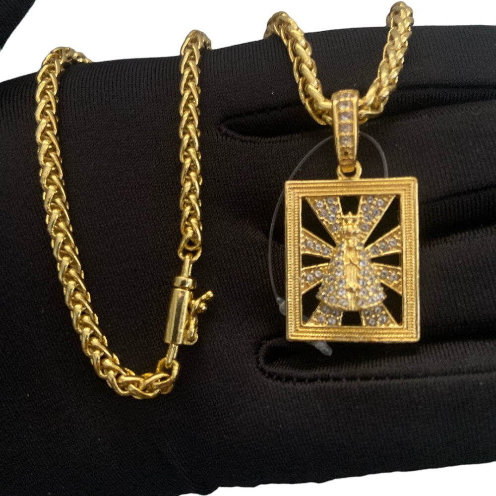 Cordão Peruano 5Mm + Pingente Nossa Senhora - Banhado A Ouro - Imagem 5