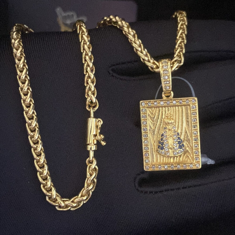 Cordão Peruano 5Mm + Pingente Nossa Senhora - Banhado A Ouro - Imagem 2