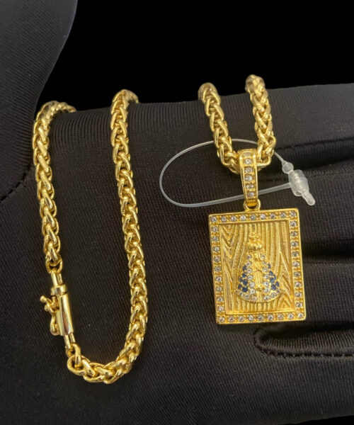 Cordão Peruano 5mm + Pingente Nossa Senhora - Banhado a Ouro