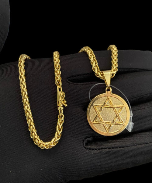 Cordão Peruano 5mm + Pingente Estrela De Davi - Banhado a Ouro