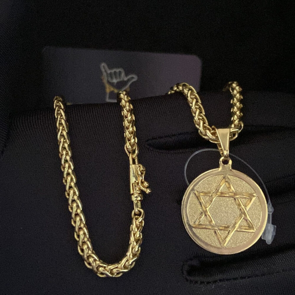 Cordão Peruano 5Mm + Pingente Estrela De Davi - Banhado A Ouro - Imagem 4