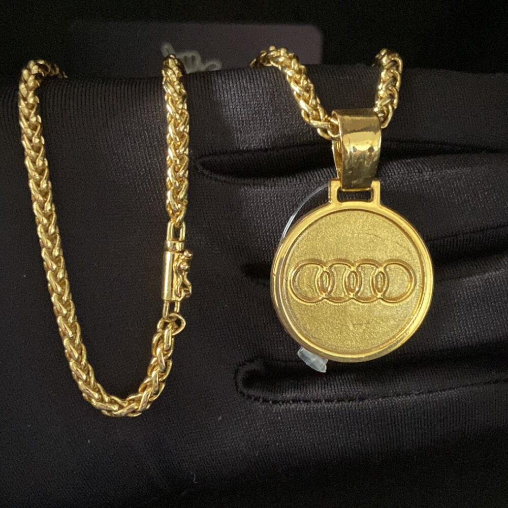 Cordão Peruano 5Mm + Pingente Audi - Banhado A Ouro - Imagem 4