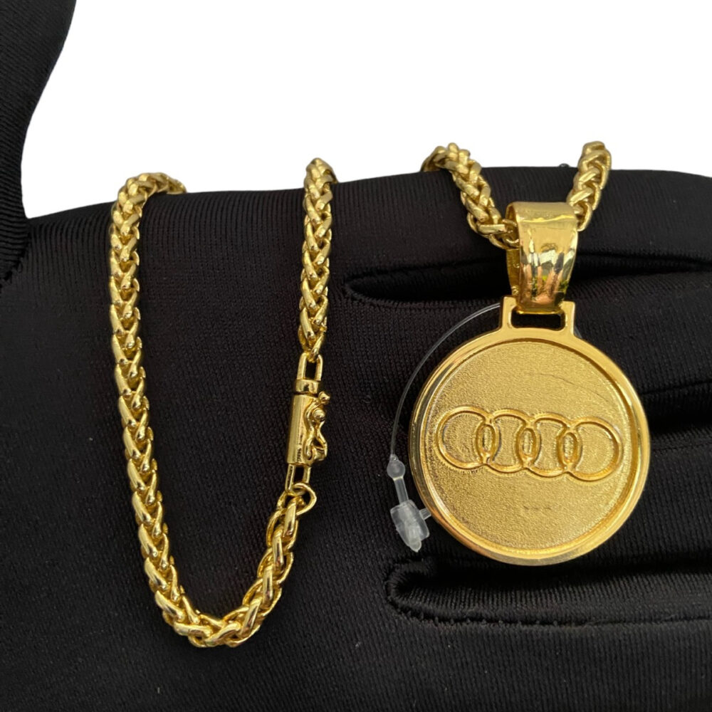 Cordão Peruano 5Mm + Pingente Audi - Banhado A Ouro - Imagem 6