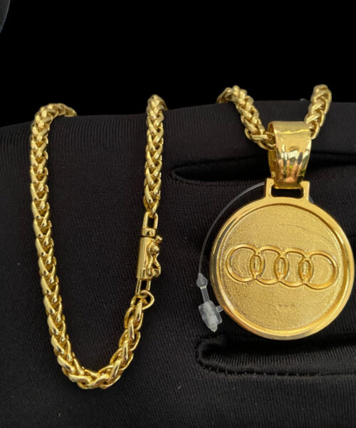 Cordão Peruano 5mm + Pingente Audi - Banhado a Ouro