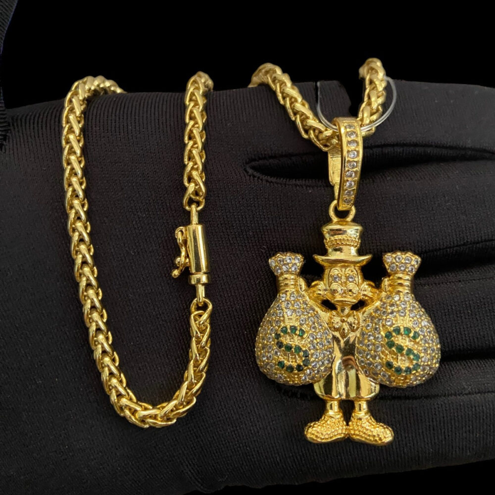 Cordão Peruano 5Mm + Pingente Tio Patinhas - Banhado A Ouro