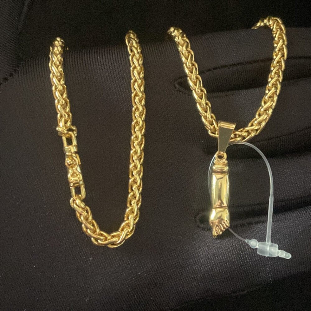 Cordão Feminino Peruano 5Mm + Pingente Figa - Banhado A Ouro - Imagem 4
